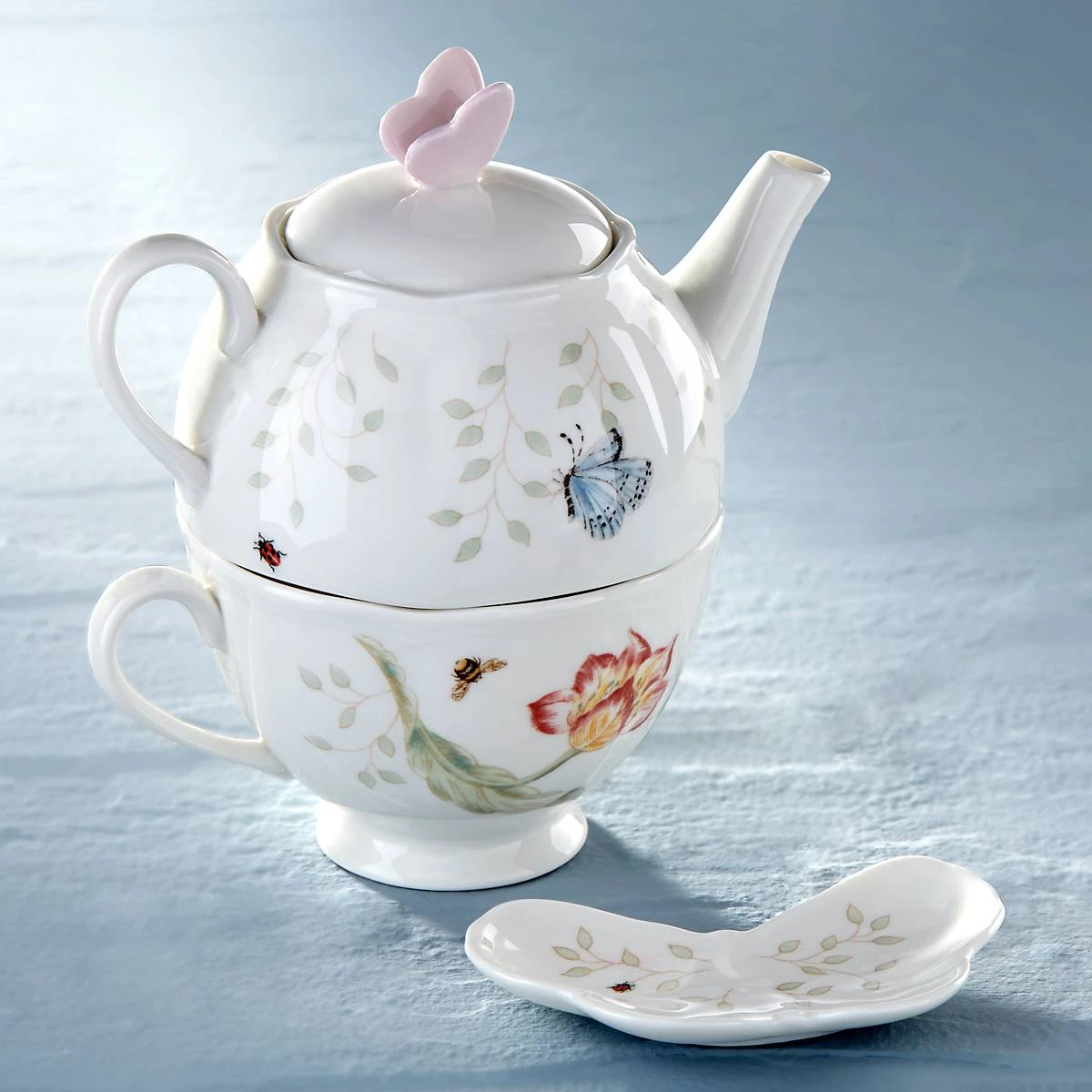 Lenox Butterfly Meadow 3-Piece Tea Set 5 Lenox Butterfly Meadow 3-Piece Tea Set - Image 5
