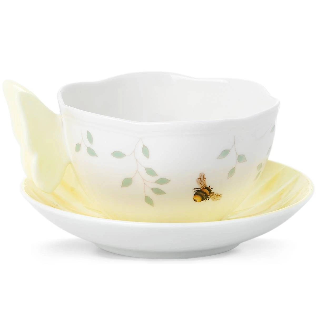 Lenox Butterfly Meadow Figural Yellow Cup & Saucer 3 Lenox Butterfly Meadow Figural Yellow Cup & Saucer - Image 3