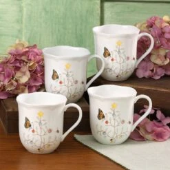 Lenox Butterfly Meadow Seasonal Mugs, S/4 -Tableware Store 810138 wHR