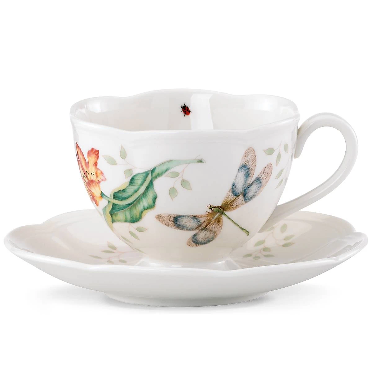 Lenox Butterfly Meadow Dragonfly Cup And Saucer 1 Lenox Butterfly Meadow Dragonfly Cup And Saucer