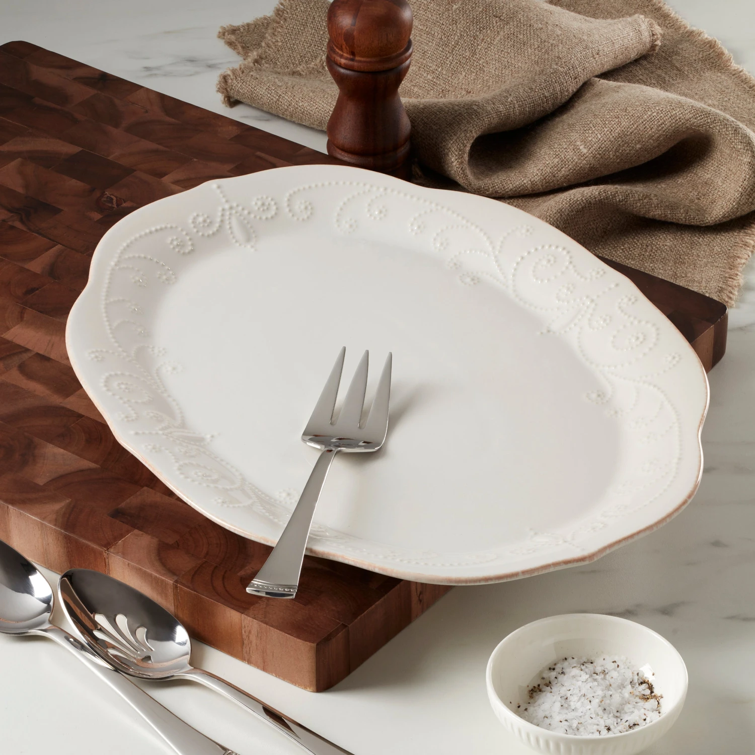 Lenox French Perle White 16" Oval Serving Platter 8 Lenox French Perle White 16" Oval Serving Platter - Image 8