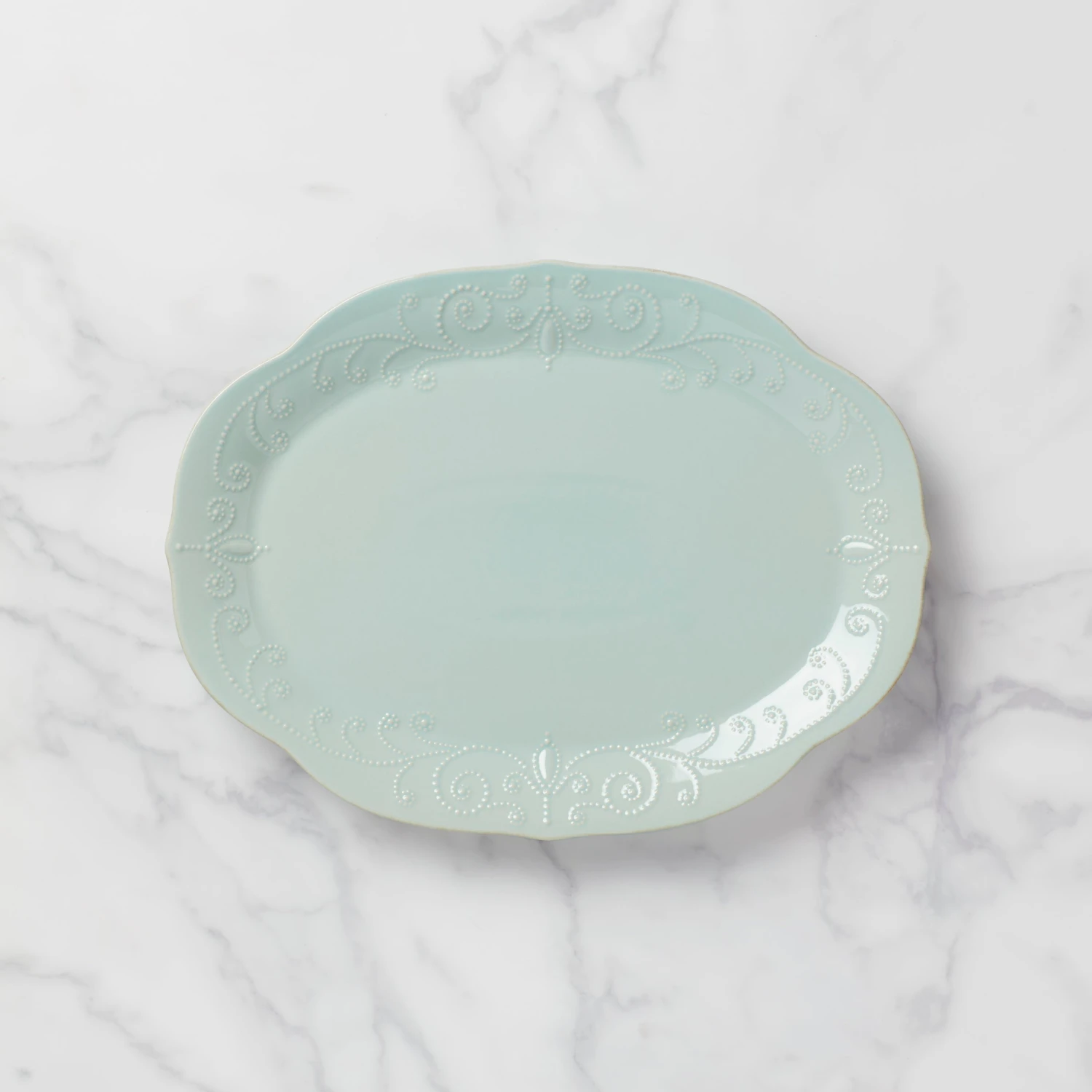 Lenox French Perle White 16" Oval Serving Platter 3 Lenox French Perle White 16" Oval Serving Platter - Image 3