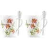 Lenox Butterfly Meadow Mugs With Spoons, Set Of 2