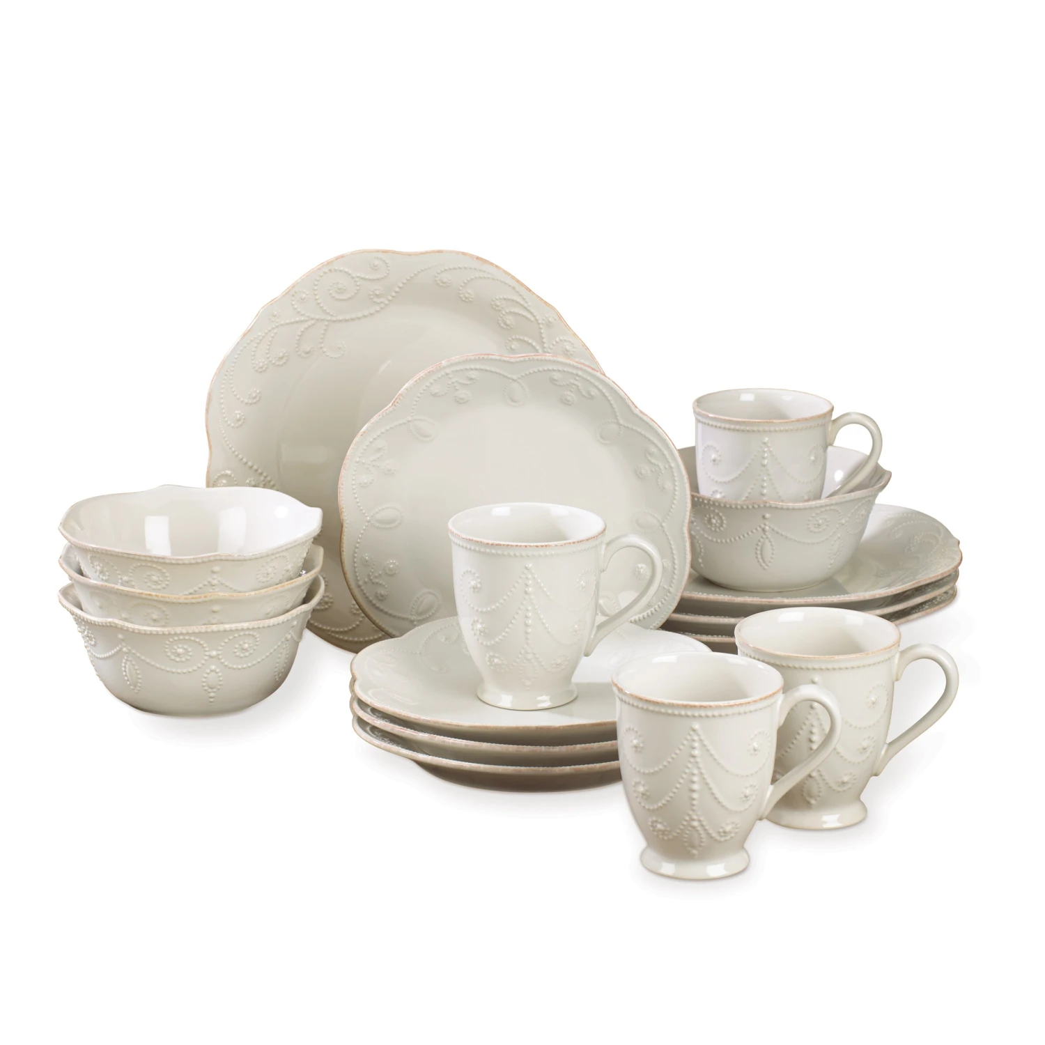 Lenox French Perle White 16-Piece Dinnerware Set 1 Lenox French Perle White 16-Piece Dinnerware Set