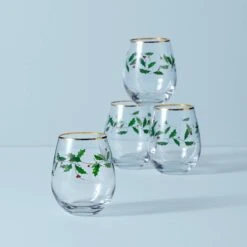 Lenox Holiday 4-Piece Stemless Wine Glasses