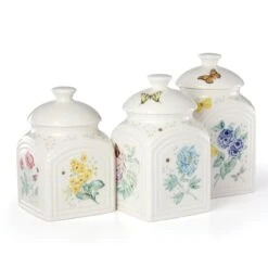 Lenox Butterfly Meadow Kitchen 3-Piece Canister Set -Tableware Store 888255 wHR
