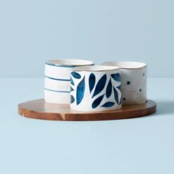 Lenox Blue Bay 4-Piece Snack Bowl & Tray Set