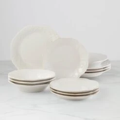 Lenox French Perle 12-Piece Plate & Bowl Dinnerware Set