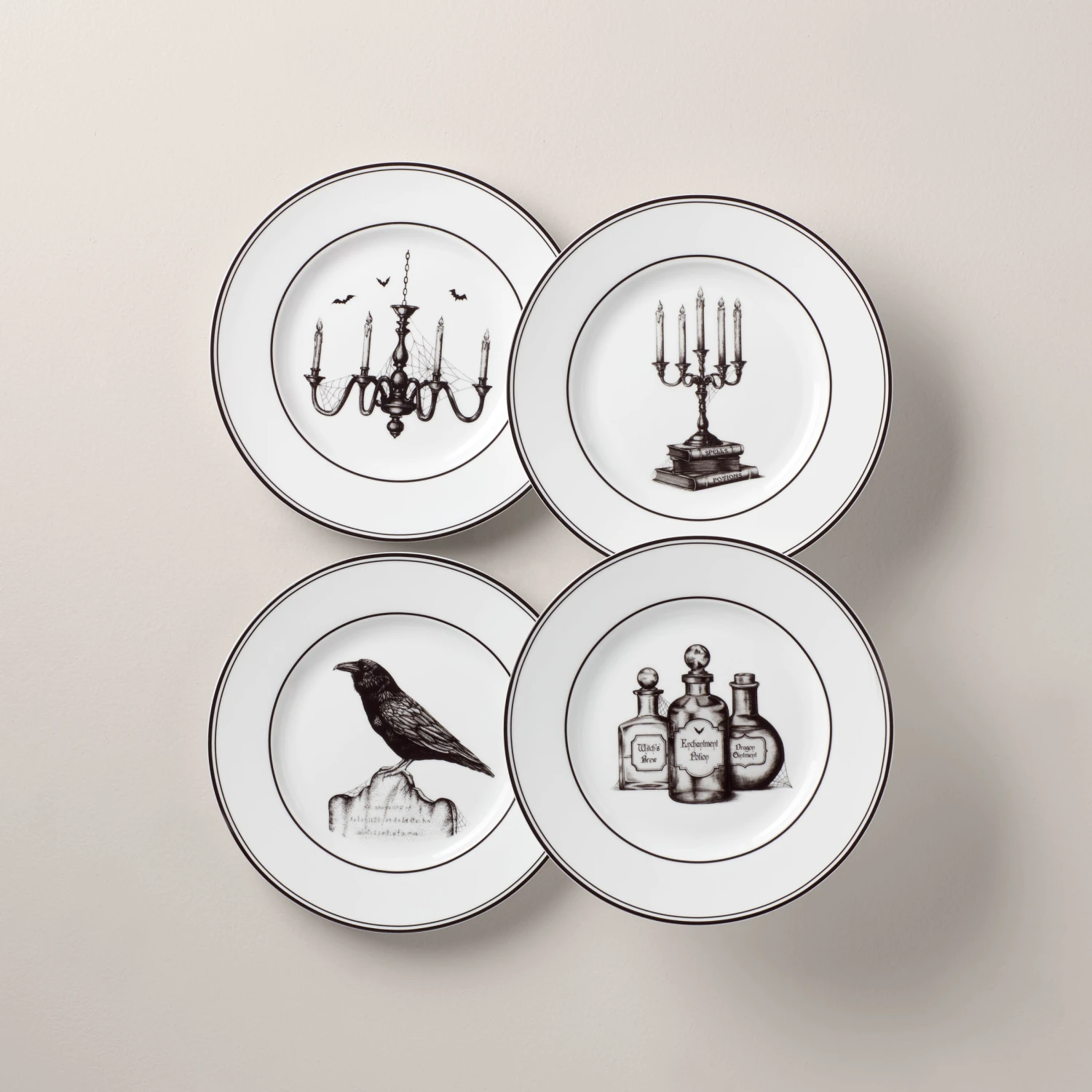Lenox Vintage Halloween 4-Piece Dessert Plate Set 1 Lenox Vintage Halloween 4-Piece Dessert Plate Set