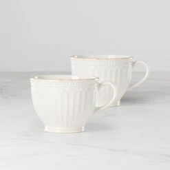 Lenox French Perle Groove 2-Piece Latte Mug Set