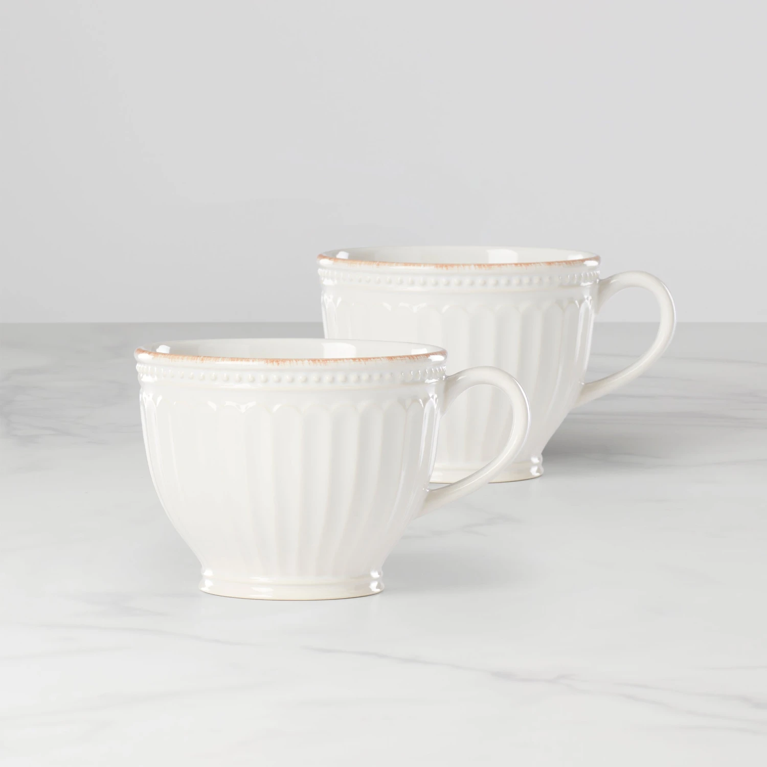 Lenox French Perle Groove 2-Piece Latte Mug Set 1 Lenox French Perle Groove 2-Piece Latte Mug Set
