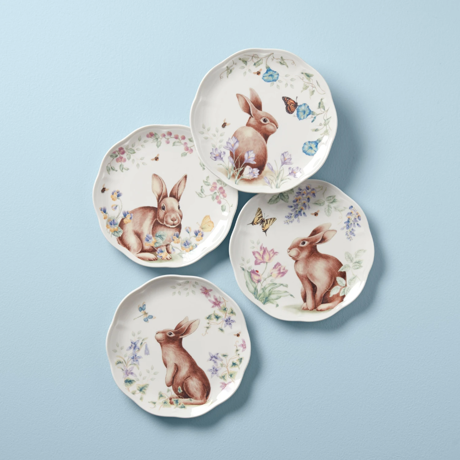 Lenox Butterfly Meadow Bunny 4-Piece Accent Plate Set 1 Lenox Butterfly Meadow Bunny 4-Piece Accent Plate Set