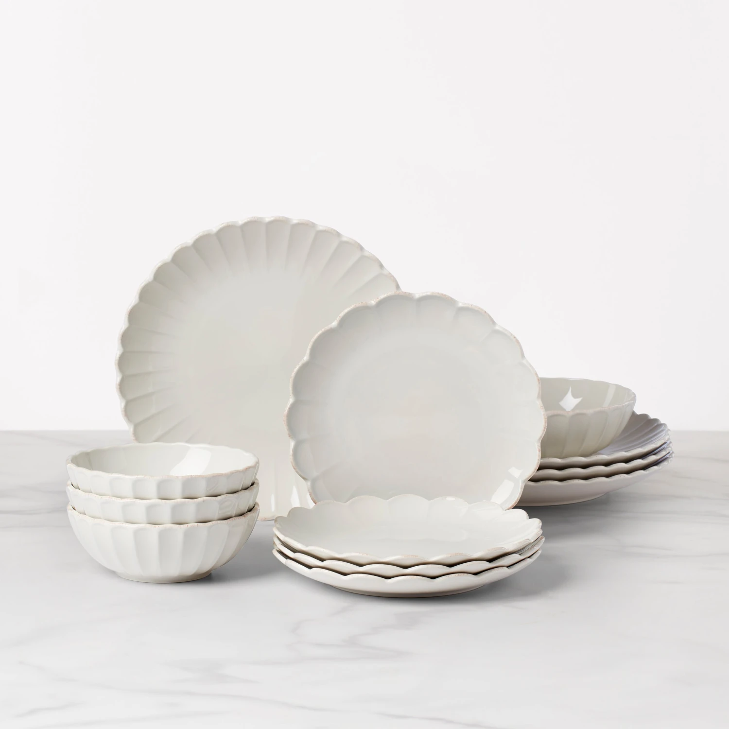 Lenox French Perle Scallop 12-Piece Dinnerware Set 4 Lenox French Perle Scallop 12-Piece Dinnerware Set - Image 4