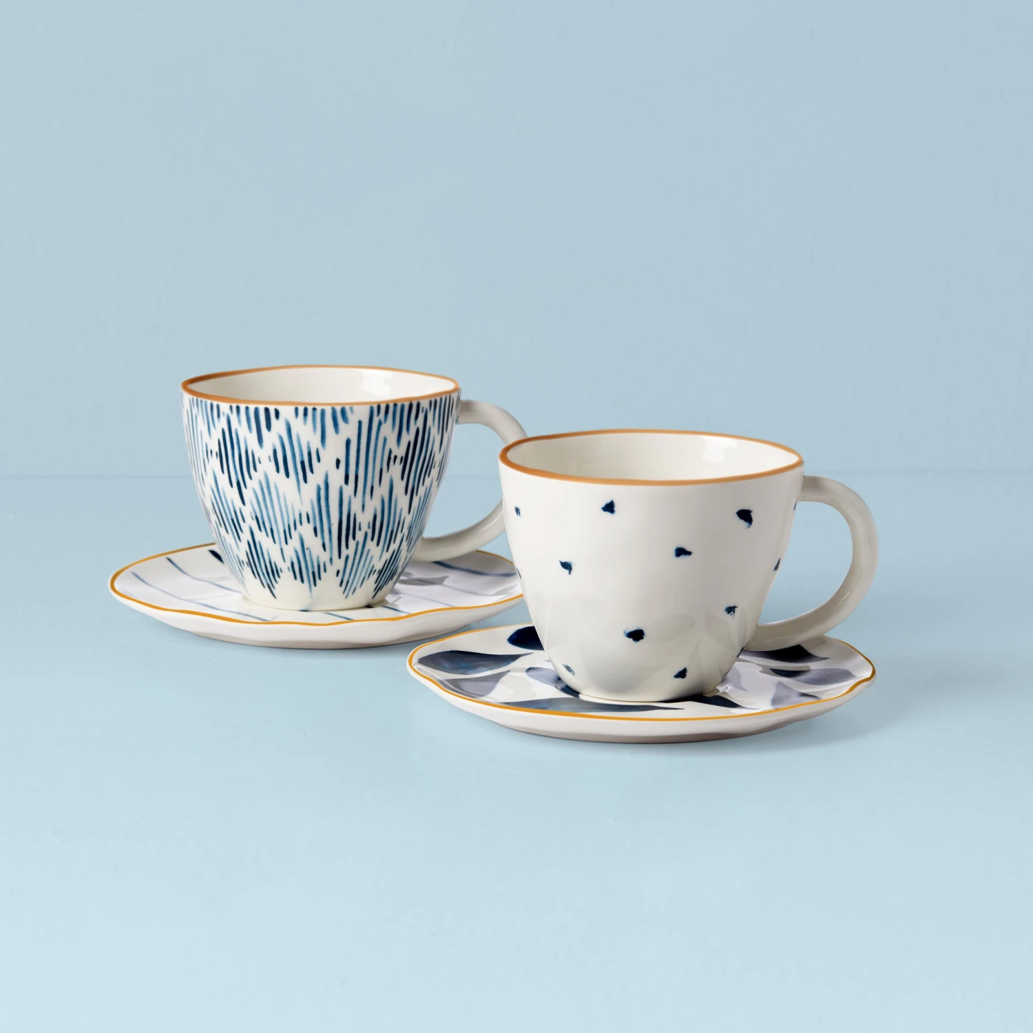 Lenox Blue Bay 4-Piece Teacup & Saucer Set 1 Lenox Blue Bay 4-Piece Teacup & Saucer Set