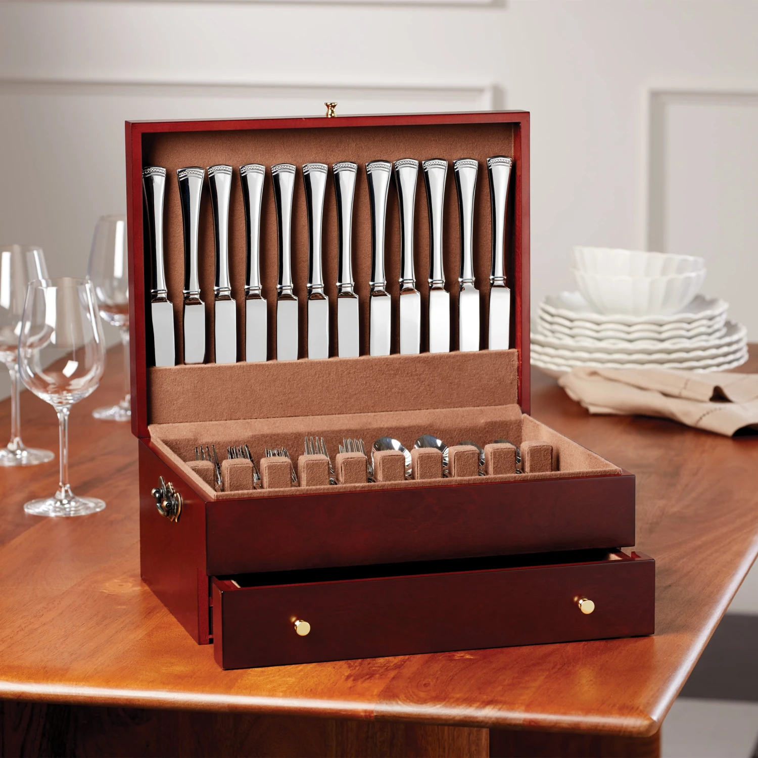 Lenox Mahogany Flatware Chest 3 Lenox Mahogany Flatware Chest - Image 3