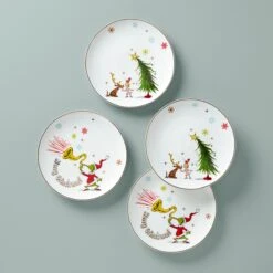 Lenox Merry Grinchmas Assorted Accent Plates, Set Of 4