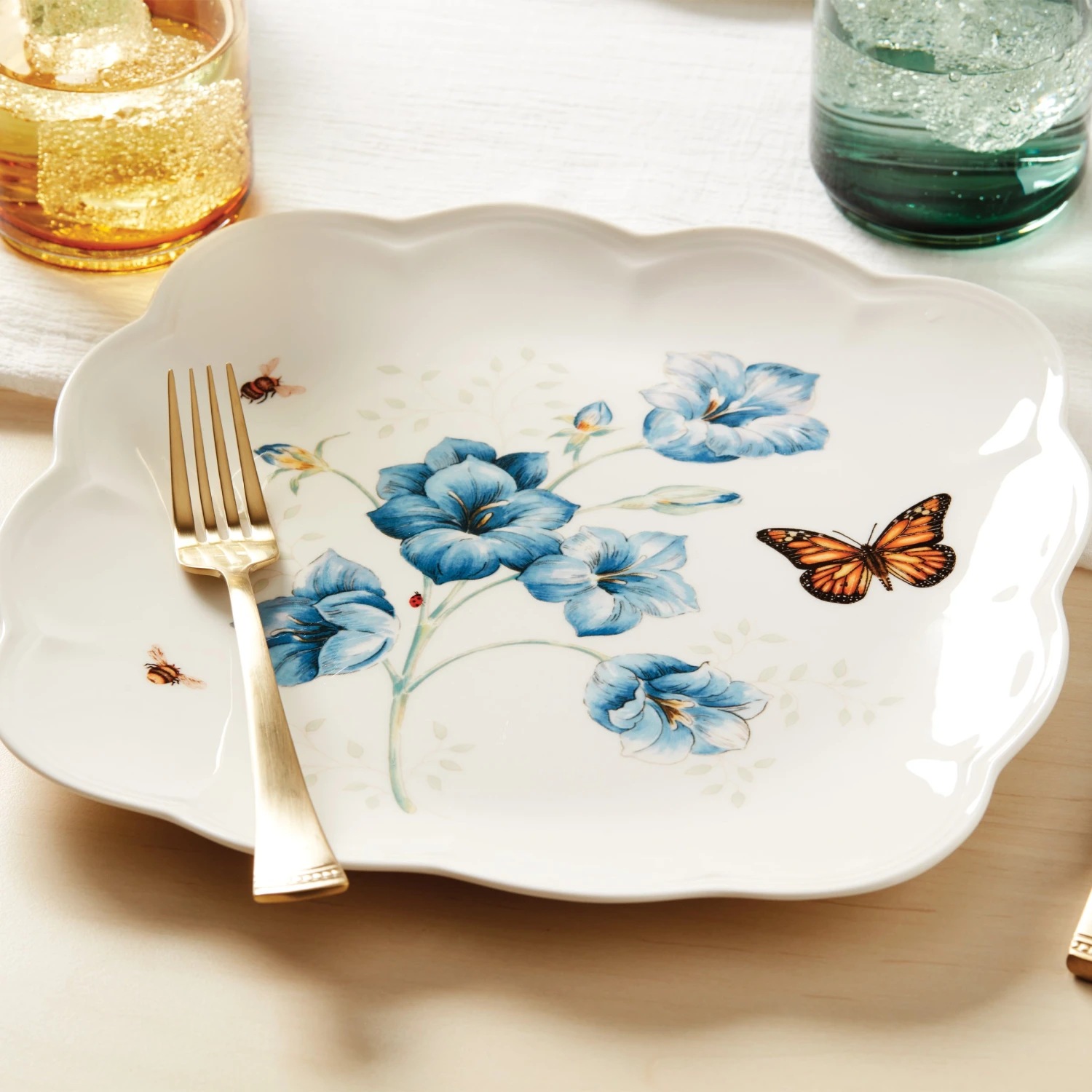 Lenox Butterfly Meadow Square 4pc Dinner Plates 4 Lenox Butterfly Meadow Square 4pc Dinner Plates - Image 4