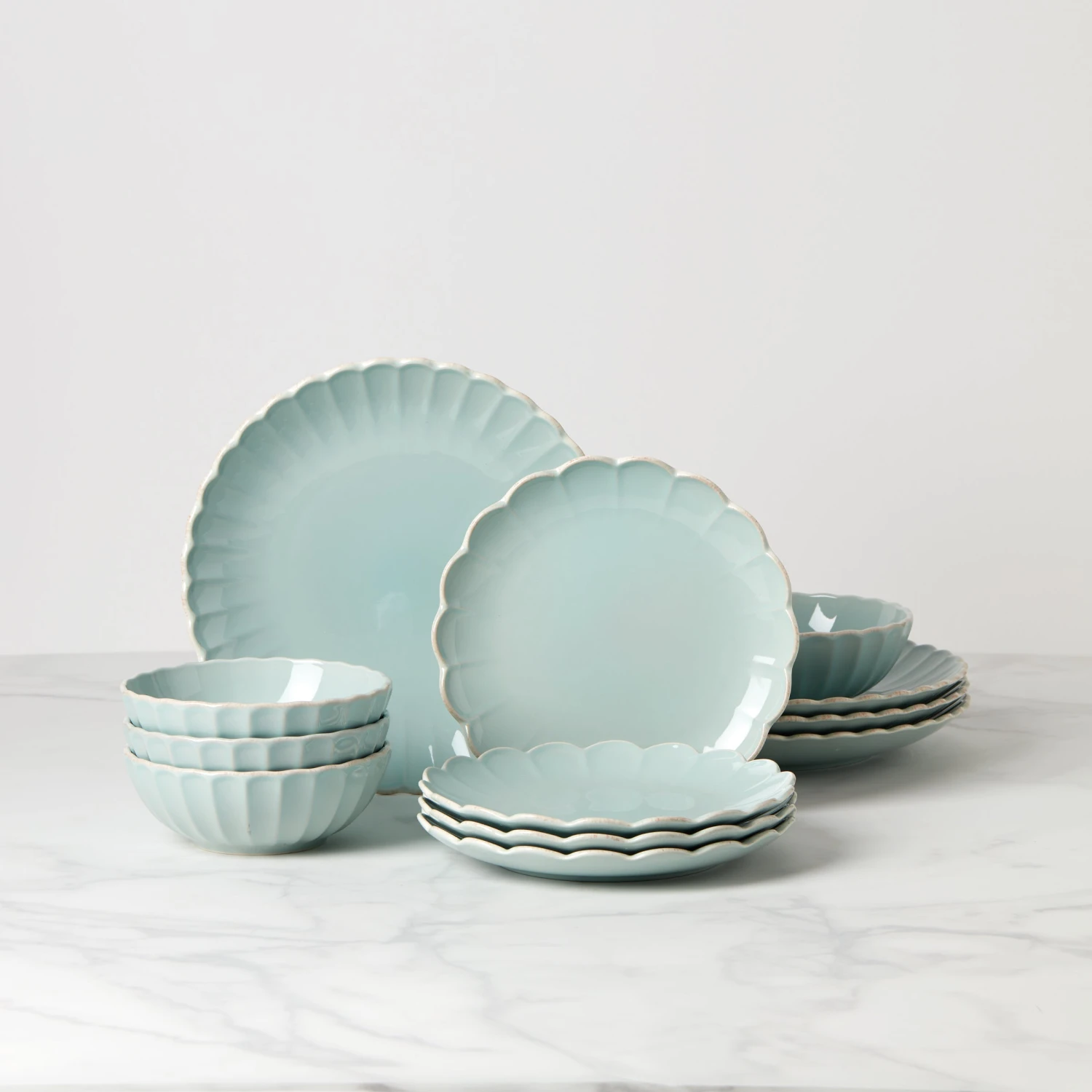 Lenox French Perle Scallop 12-Piece Dinnerware Set 1 Lenox French Perle Scallop 12-Piece Dinnerware Set