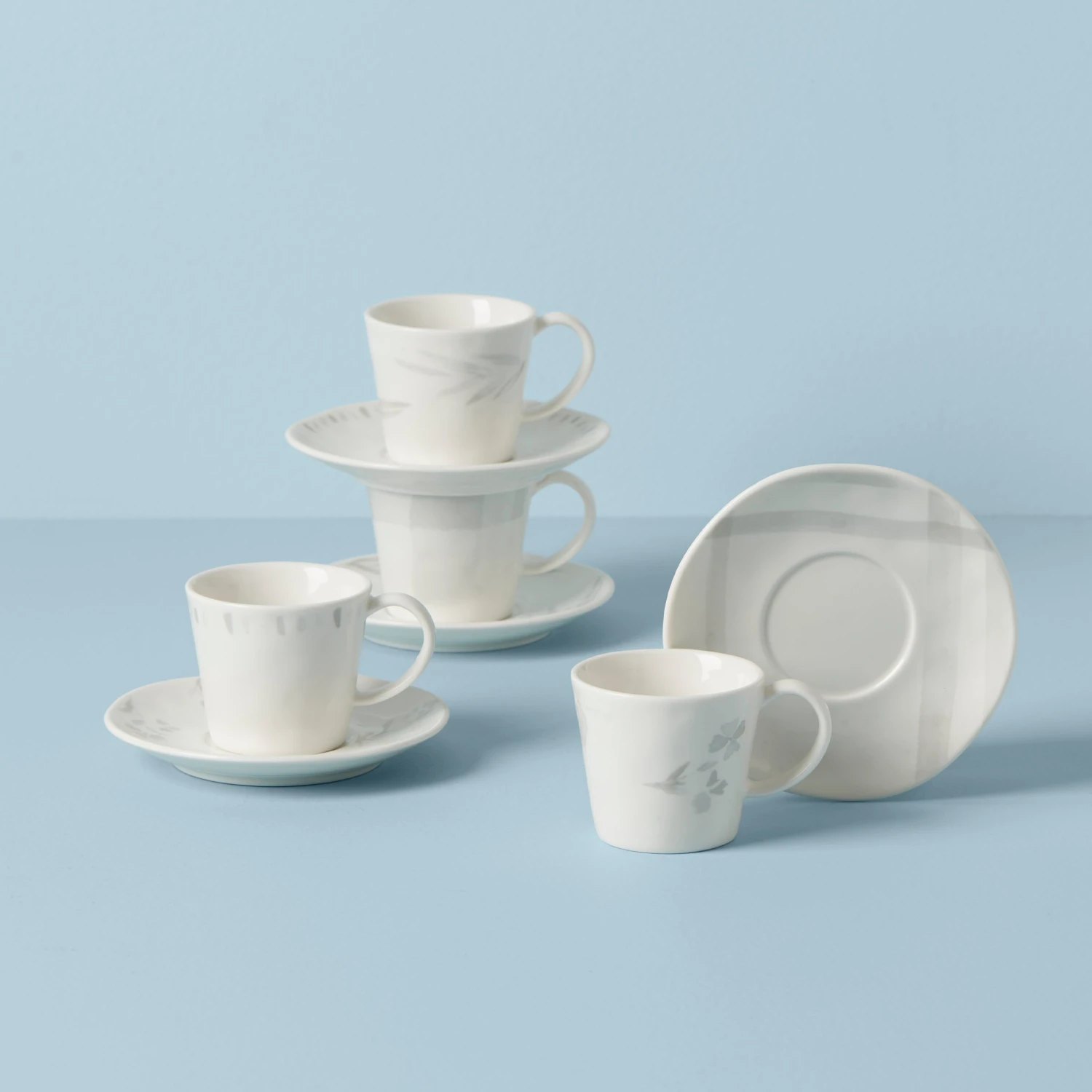Lenox Oyster Bay 8PC Espresso Cup & Saucer Set 1 Lenox Oyster Bay 8PC Espresso Cup & Saucer Set