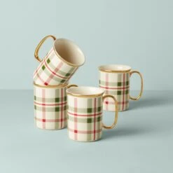 Lenox Holiday Plaid Mugs, Set Of 4