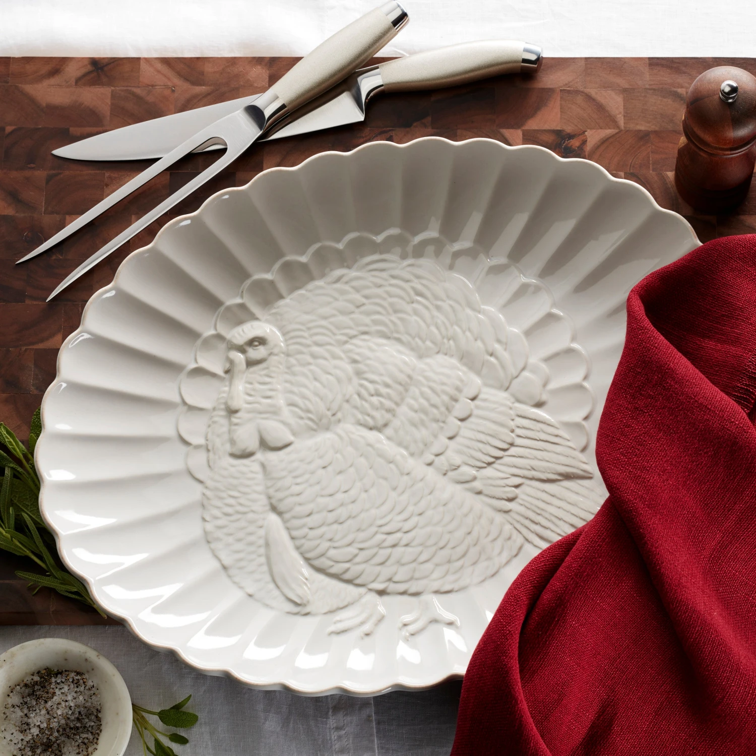 Lenox French Perle Carved Turkey Platter 5 Lenox French Perle Carved Turkey Platter - Image 5
