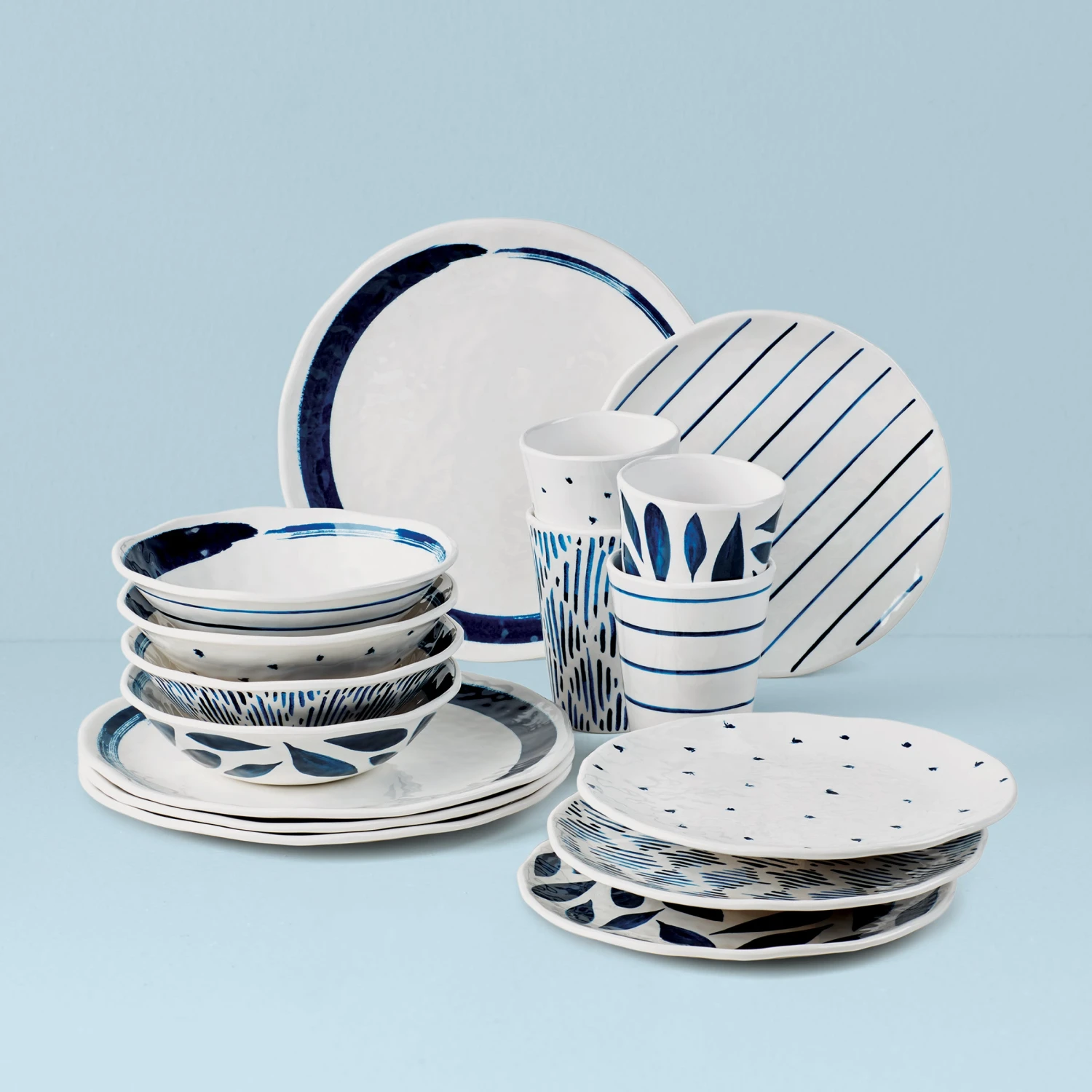 Lenox Blue Bay Melamine 16-Piece Dinnerware Set 1 Lenox Blue Bay Melamine 16-Piece Dinnerware Set