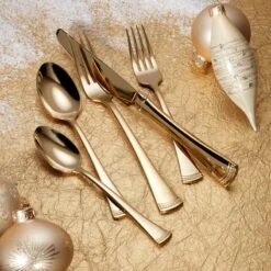 Lenox Portola Gold 60-Piece Flatware Set 11 Lenox Portola Gold 60-Piece Flatware Set -Tableware Store 895346 LHOL 23 FEA GG 1